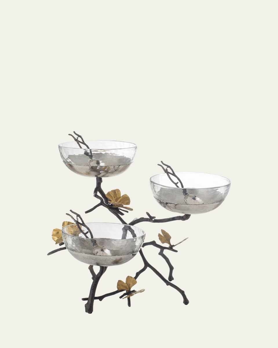 Butterfly Ginkgo Triple Bowl Set